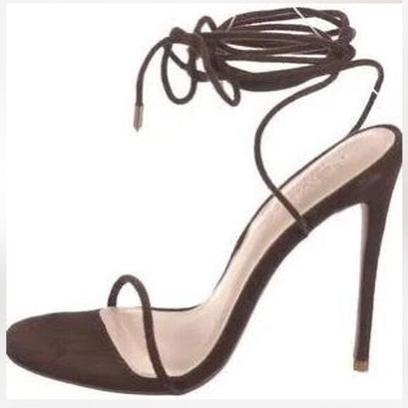 Femme LA Barely There Lace Up Heel Choco - Picture 1 of 4